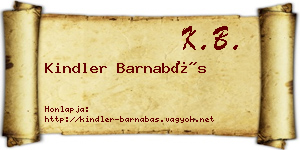 Kindler Barnabás névjegykártya